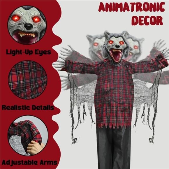 6.8FT Halloween Animatronics Clearance, 82" Howling Standing Life Size - Picture 6 of 8